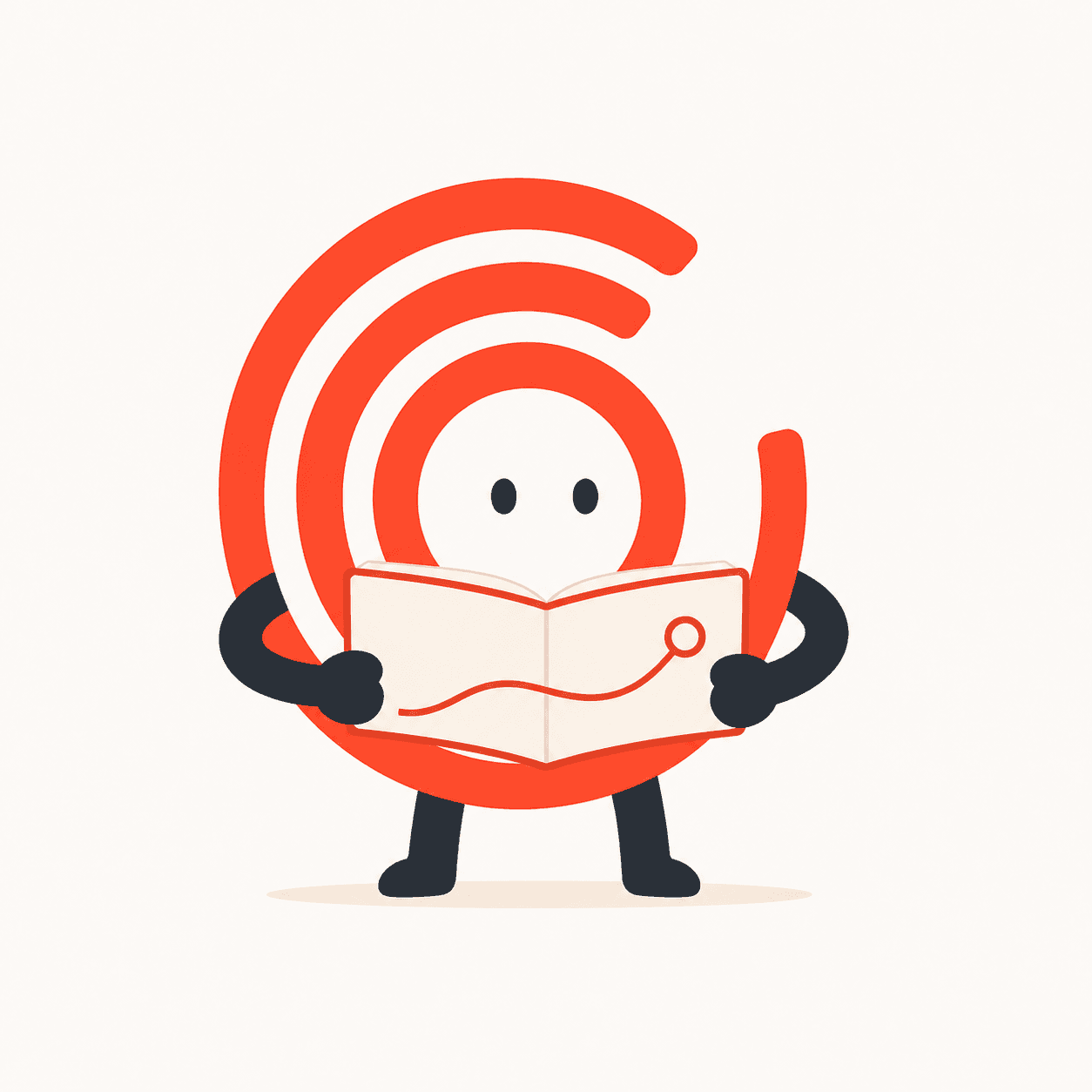 Mascotte Signal OKTRA tenant un guide ouvert