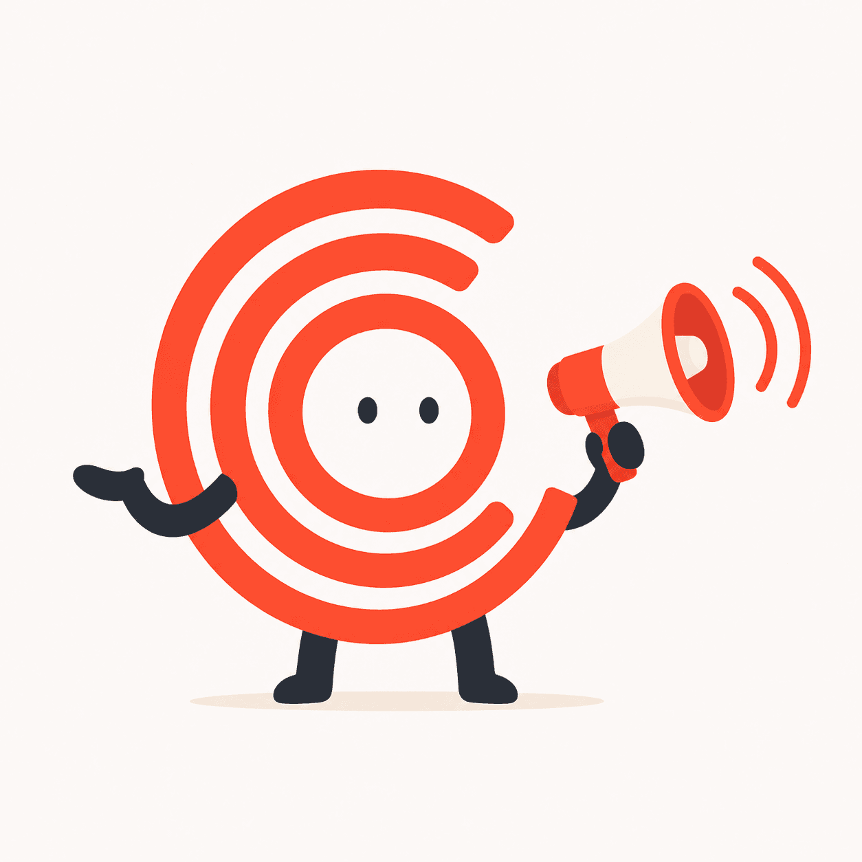 Mascotte Signal OKTRA tenant un megaphone